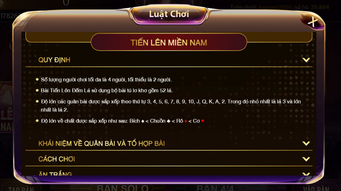 Hướng dẫn chơi Tiến lên đếm lá tại gemwin club