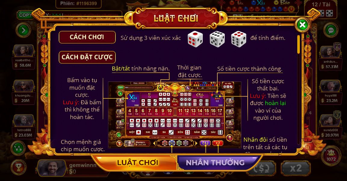 Kinh nghiệm sicbo tài phú gem win luôn thắng